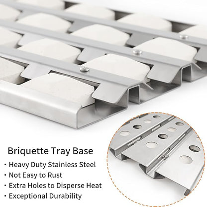 S23218-32Y Briquette Tray for Delta Heat 32 Inch Grill Replacement Parts for Delta Heat DHBQ32 DHBQ32G DHBQ32R/S DHBQ32R DHBQ32RS Ceramic Briquettes Tray with 20 Ceramic Briquettes