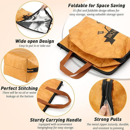 BBQ Blanket for Resting Meat Compatible with Smoker Grill, Reusable Pellet Smoker Meat Insulated Resting Bag with Wide Mouth for Large Brisket/Beef,Gifts for Men Him Dad, Accessories (23 inch)