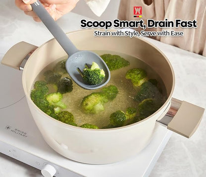 Wagensteiger Dark Gray Versatile Slotted Spoon: Muti-Purpose Cooking Skimmer with Heat Resistant, Non-stick Cookware Safe, Skimmer for Deep Frying Cooking, BPA Free (11.02inch x 2.56inch)