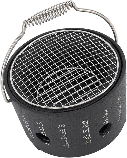 KIMISS Portable BBQ Charcoal Stove, Multifunctional Aluminum & Stainless Steel Grill with Carrying Handle - Ideal for Camping, Tea Making, and Outdoor Barbecue (S)