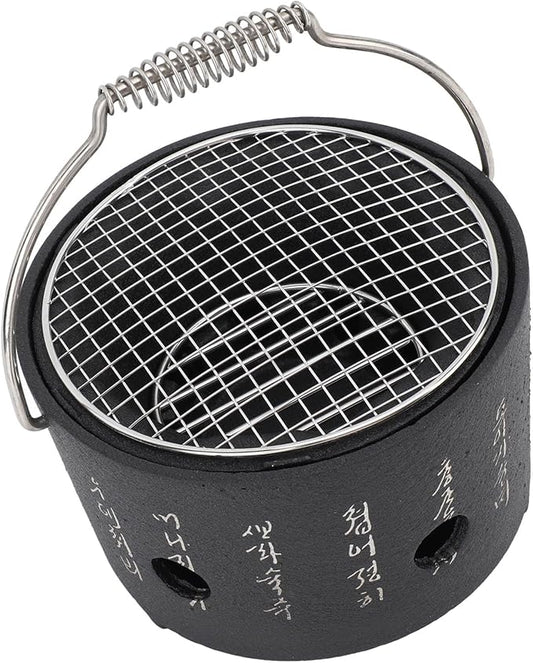 KIMISS Portable BBQ Charcoal Stove, Multifunctional Aluminum & Stainless Steel Grill with Carrying Handle - Ideal for Camping, Tea Making, and Outdoor Barbecue (S)