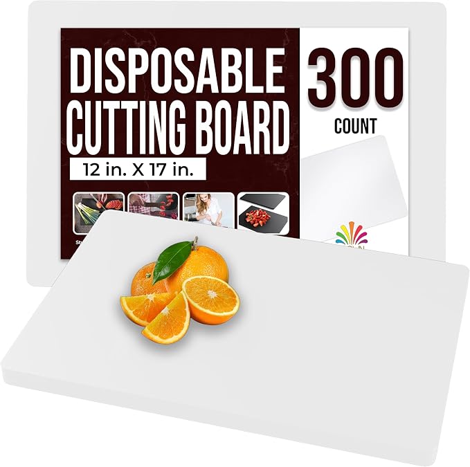 Crown Display Disposable Cutting Boards for Kitchen 300 Count White Cutting Board 12 Inch X 17.5 Inch Flexible Cutting Boards For Kitchen ~ Patent Pending ~ Recyclable Disposable Cutting Board Sheets