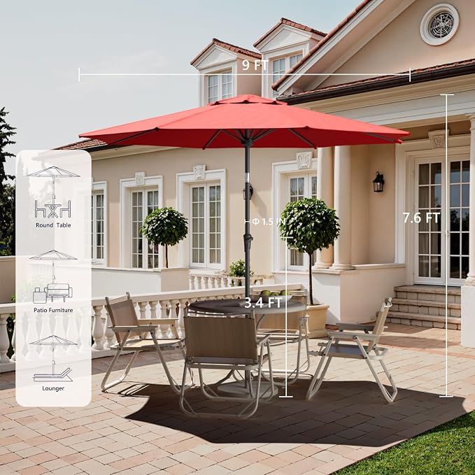 Outdoor Patio Umbrella, 8 Ribs Market Table Umbrella