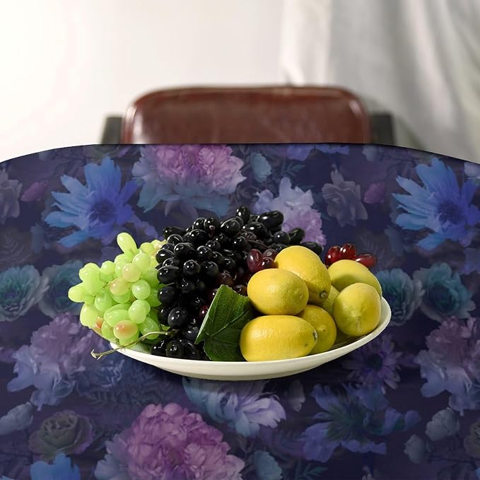 Vintage Flower Tablecloth, Gothic Garden Dark Florals Rustic Roses Boho Botanical Plant Water Resistant Wipeable Table Cover for Picnic Party Holiday Kitchen Dinner Table 60"x90"