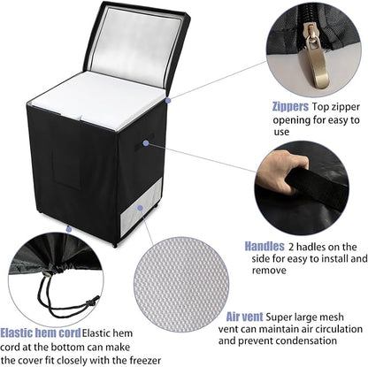 Deep Freezer Covers for Outside,Heavy Duty 600D Durable Chest Freezer Cover Waterproof,Outdoor Freezer Covers for Outside 9.0 Cubic Feet Chest Freezer,Top with Zipper to Open(40"W x 25"D x 33"H,Black)