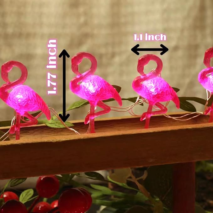 Outdoor Solar Lights for Outside Pink Flamingo Garden Decor 14ft 40LED Solar Power Fairy Lights Waterproof Summer Beach Yard Solar Landscape String Lights 14ft 40LED Patio Fence Backyard Bird Decor