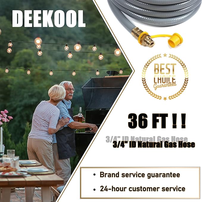 36Feet 56 Feet 3/4-inch ID Natural Gas Hose with Quick Disconnect | Fittings for NG/LP Propane Appliances, Grill, Patio Heaters, Generators, Pizza Oven, etc. Useful Indoors & Outdoors