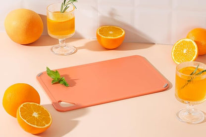 THETCHRY Plastic Cutting Board Set, Cutting Boards for Kitchen BPA Free, Large-Small Chopping Boards Set of 3 Non-Slip for Cooking Camping Dishwasher Safe, Reversible, with Grip Handle, 15"×10"×0.6"