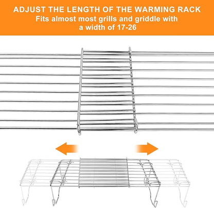 Utheer Warming Rack for Blackstone 17 & 22" Griddle, Adjustable Griddle Accessories Cooling Warming Rack for Blackstone Weber Camp Chef Pit BOSS Cuisinart More Tabletop Flat top 17-26 Inch Gas Grills