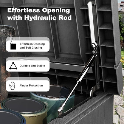 ROJIK Outdoor Storage Housing Deck Box,Waterproof Patio Furniture, Garden Tools,Cushions,Pool Accessories Storage Bench with Lockable Lid and Side Handles (Black,280 Gal)