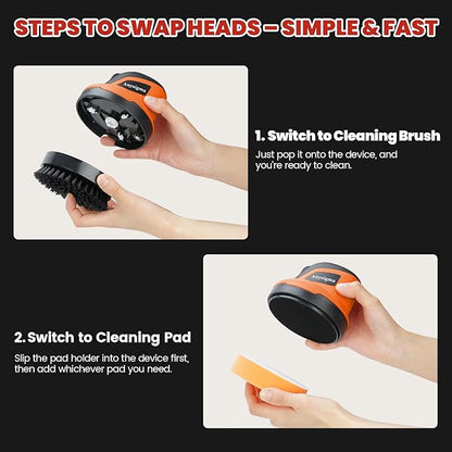 Electric Grill Brush for Outdoor Grill- 4 Replaceable Heads, 3000mAh IPX7 Waterproof BBQ Cleaning Scrubber for Kitchen & Car & Bathroom - Ideal Mother’s for Grill Lovers, Dad, Mom