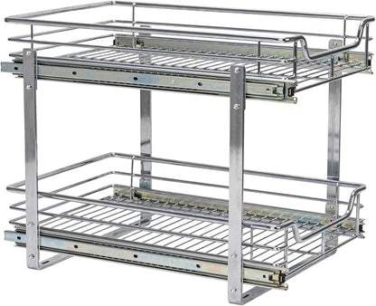 Household Essentials Chrome-Plated Steel Dual-Tier Slide-Out Organizer