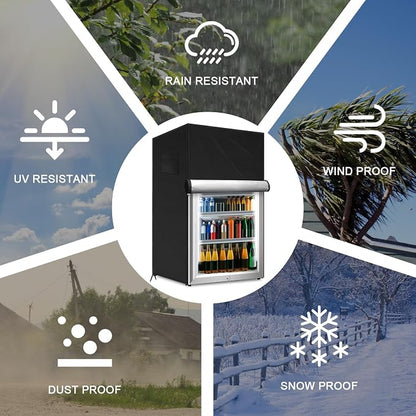 Outdoor Refrigerator Cover Dustproof Freezer for Protecting Upright Freezers/Beverage Refrigerator Compact 3.0 Cubic Foot Freezer Covers Outdoor (Black, 22" x 23" x 34")