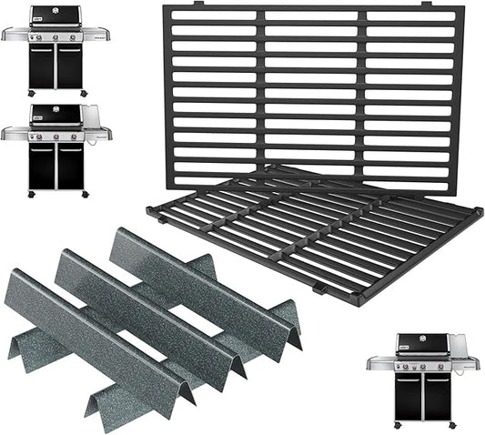 Grill Parts for Weber Genesis Replacement for Weber Genesis 300 SER (w/ Front Control Knobs) Genesis E310 Accessories for Weber Cast Iron Grill Grate 7524 7528 65937 & Flavorizer Bars 7621 7620 62784