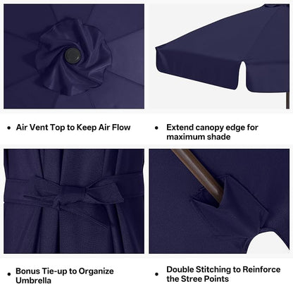 MASTERCANOPY Valance Patio Umbrella 7.5 ft Replacement Canopy for 6 Ribs-Navy Blue Canopy Only