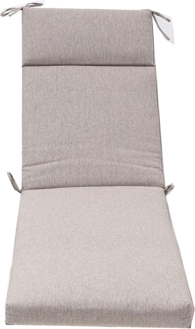 QILLOWAY Outdoor Chaise Lounge Cushion,All Weather High-Density Foam Recliner Chairs Replacement Cushions,Tan,Gray.