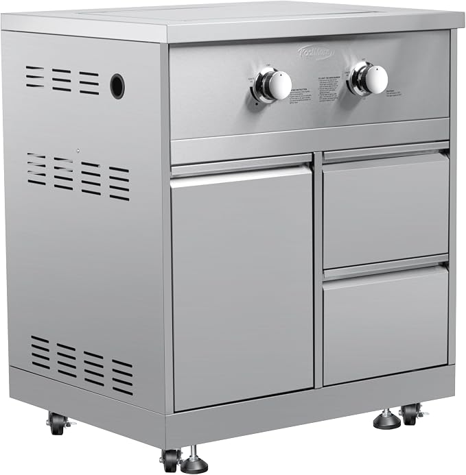 KoolMore 32 in. Outdoor Kitchen Liquid Propane Side Burner with Bottom Cabinet in Stainless-Steel (KM-OKS-SBC)