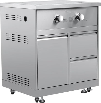 KoolMore 32 in. Outdoor Kitchen Liquid Propane Side Burner with Bottom Cabinet in Stainless-Steel (KM-OKS-SBC)