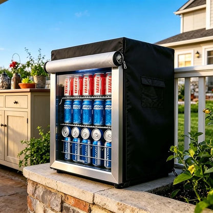 Bitubi Beverage Refrigerator Cooler Cover,Outdoor Fridge Cover – Waterproof, Dustproof, Sun-Proof, 19" W x 20" D x 25" H. Suitable for most Beer or Wine Mini Fridge/Drink Fridge (Black)