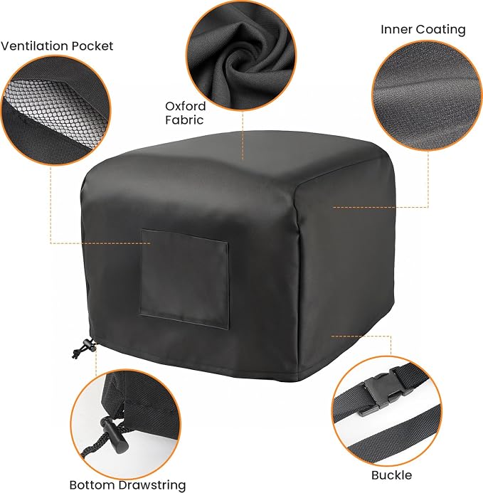 Cover for Ninja Pizza Oven MO201 MO200 Series, Waterproof Pizza Oven Cover | Heavy Duty & Weatherproof Dustproof with Storage Pocket for Outdoor Pizza Oven, Adjustable Drawstrings and Elastic Bands
