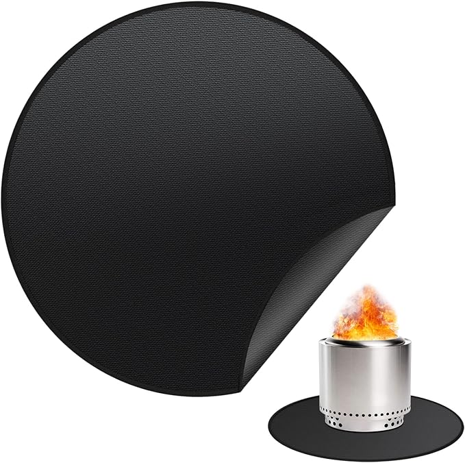 39" Fire Pit Mat for Solo Stove Bonfire - Round Under Grill Mat | Double-sided Fireproof,Oil & Waterproof,Portable,Easy to Clean,Outdoor Patio Deck Protection,Fireplace,Camping Stove Fire Mat