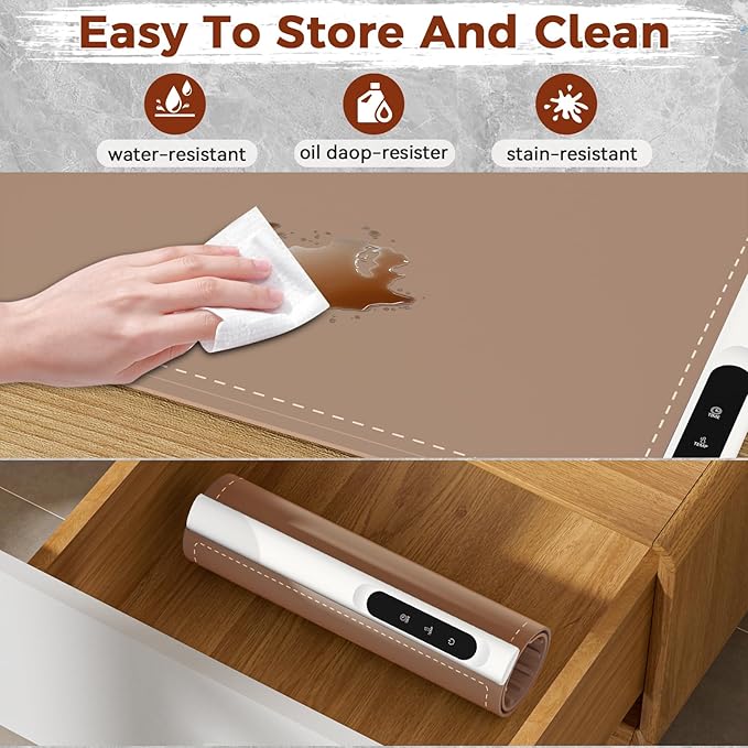 Newise Graphene Warming Mat for Food - Fast Full Surface Heating Electric Warming Tray, Portable Food Warmer for Parties Buffet with 6 Temperature and Timer Settings, Brown