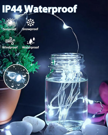 6 Pack 60 LED Fairy Lights Battery Operated with Remote, 20 FT Cool White | Cuttable, 8 Modes, Memory, Dimmable, Waterproof Battery String Lights with Timer for Indoor Outdoor, Christmas Decorations