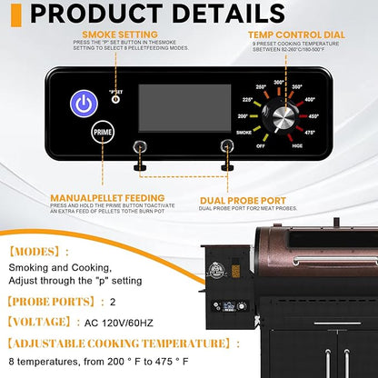 AC03P9 PB1100PS1 Control Board, Compatible with Pit Boss 1100PS1, PB820, Pro 1100, 550 Navigator, PB440D2, PB1150G, PB850G and PB550G Wood Pellet Grill/Smoker, Control Panel with LCD Display