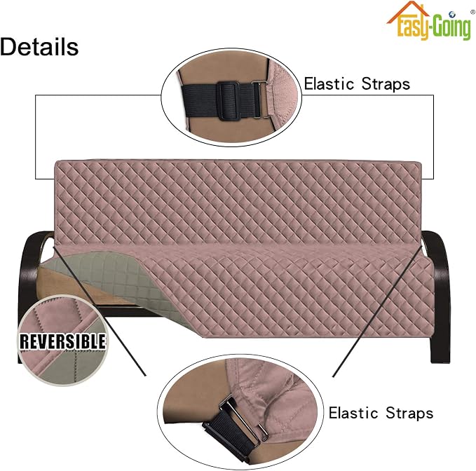 Easy-Going Reversible Couch Cover, Large Futon Sofa, Pink/Beige | Machine Washable Slipcover For Dogs, Water Resistant Furniture Mat For Living Room, Non-Slip Sofa Cover, Pet Friendly