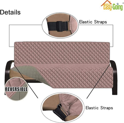 Easy-Going Reversible Couch Cover, Large Futon Sofa, Pink/Beige | Machine Washable Slipcover For Dogs, Water Resistant Furniture Mat For Living Room, Non-Slip Sofa Cover, Pet Friendly