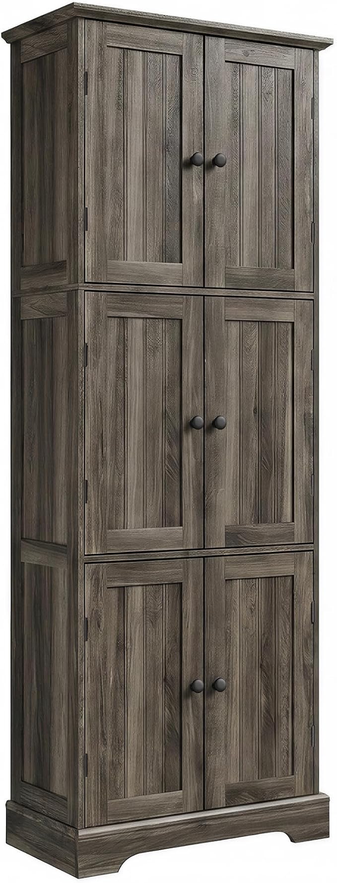 ChooChoo 63.2" Tall Bathroom Storage Cabinet with 6 Doors | Freestanding Floor Cabinet, Adjustable Shelves, Pantry Cabinet for Bathroom, Kitchen, Laundry Room, Rustic Weathered Gray