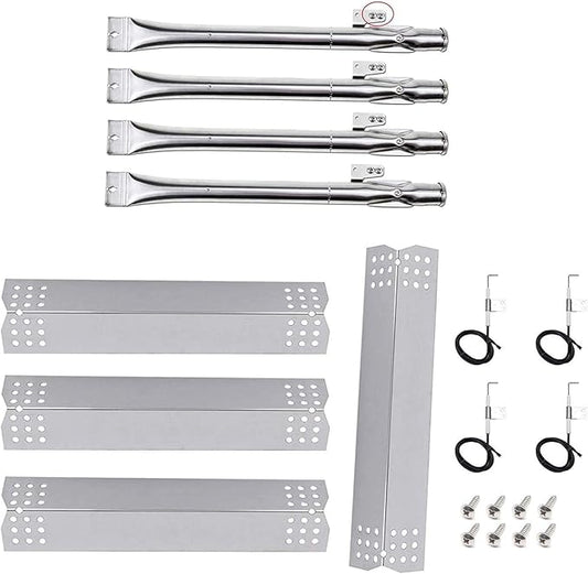 Grill Repair Kit for Nexgrill 720-0830H, 720-0783E, Kenmore 720-0830A, 122.33492410 Replacement Parts, Stainless Steel Burner Tubes, Heat Plates and Igniter Electrodes for BHG Grill 720-0783H, 4 Pack