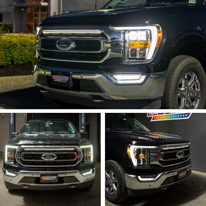 LEDGlow White LED Truck Grille Lighting Kit Fits 2017-2019 Ford F-150 | Compatible with F150 XLT, King Ranch, Platinum w/ LED Headlights, Includes Grill Light Bar & Accessory Harness