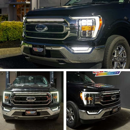 LEDGlow White LED Truck Grille Lighting Kit Fits 2017-2019 Ford F-150 | Compatible with F150 XLT, King Ranch, Platinum w/ LED Headlights, Includes Grill Light Bar & Accessory Harness