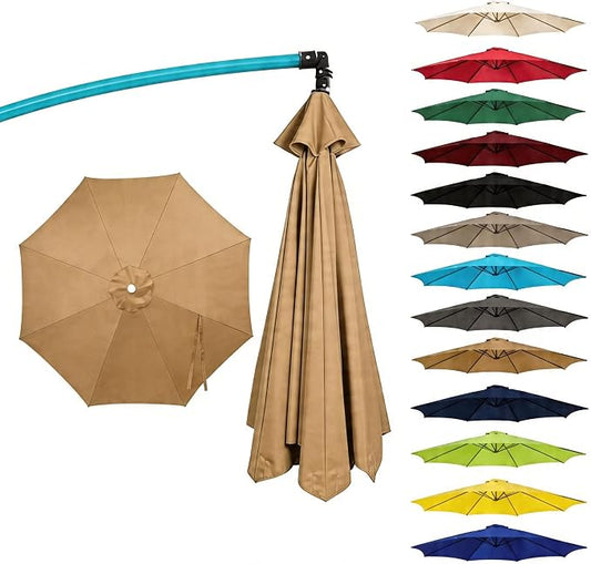 11FT Cantilever Patio Umbrella Replacement Canopy, 8 Ribs 64"-66", Upgraded 600D 220GSM Heavy-Duty Fabric, Waterproof & UV Resistant (Canopy Only)