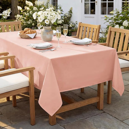 Softalker Rectangle Tablecloth, Waterproof Table Cloths Wrinkle Free Fabric Washable Polyester Table Cover for Dining Tables Party Outdoor Camping Parties Buffet - 60 x 102 inch, Pink