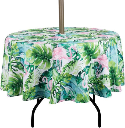 EHouseHome Outdoor Indoor 70inch Round Tablecloth with Umbrella Hole and Zipper, Waterproof Zippered Patio Table Cloths, Spring/Summer Table Covers for Backyard Circular Table/BBQs/Picnic