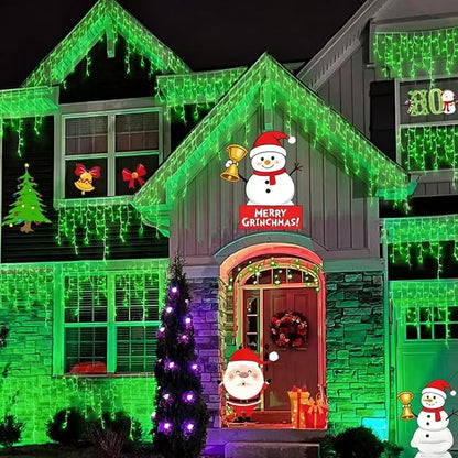 YEGUO 66ft 800 LED Icicle Lights Outdoor Waterproof, 160 Drops Halloween Lights Connectable, 8 Modes Icicle Christmas Light with Memory(Green)