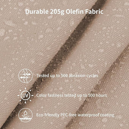 9FT/10FT Wood Patio Umbrella, Large Outdoor Table Pool Umbrella | 205G Olefin/180G Polyester Fabric, Push-Pull Operation Market Umbrella, 8 Rib Vented Canopy, Ideal for Patio, Backyard