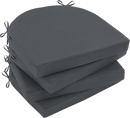 Topotdor Outdoor Chair Cushions Set of 4, 17"x16"x2" Waterproof Patio Chair Cushions for Outdoor Furniture, Round Corner Outdoor Seat Cushions Color Fastness Chair Pads with Ties, Dark Gray