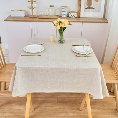 LIBERECOO Heavy Duty Vinyl Tablecloth with Flannel Backing Waterproof Oil-Proof Plastic Table Cloth Stain-Resistant Wipeable Rectangle or Square Table Cover for Indoor and Outdoor 54 x 54 Inch