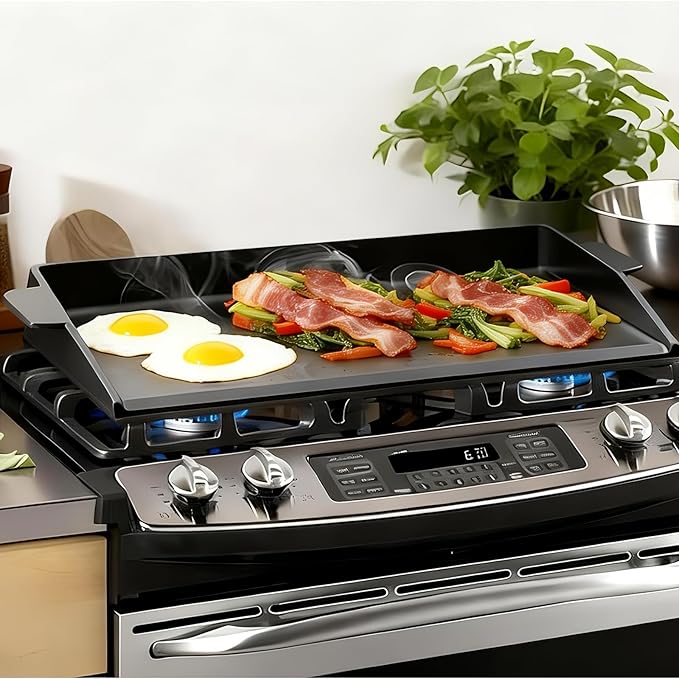 BBQ Future Universal Cast Iron Griddle for Gas Grill with Spatula Set, 23" x 16" Pre-Seasoned Nonstick Griddle Insert Large BBQ Flat Top Plate for All Gas/Electric Grill, Stove Top and more