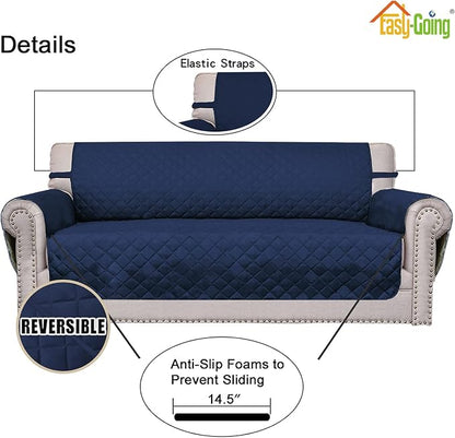 Easy-Going Reversible Couch Cover, 2 Cushion Sofa, Navy/Navy | Oversized Loveseat Slipcover For Dogs, Water Resistant Mat, Living Room, Non-Slip Sofa Cover, Pet Friendly