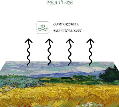 70x120 Inch Van GOG Rectangle Tablecloth Wheat Field with Cypresses Table Cloth Oil Painting Washable Table Cover for Dining Garden Atelier BBQ Home Decor