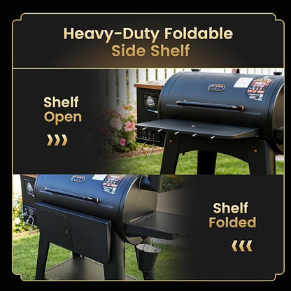 QuliMetal 3-in-1 Foldable Front Shelf for Pit Boss Austin XL 1000 & Savannah 1500, 29.53" Grill Table with Cutting Board, Collapsible Wash Basin & Hooks