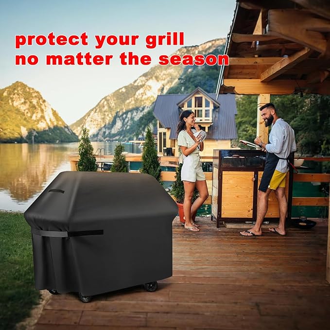 Grill Cover, 52-Inch BBQ Grill Cover Heavy Duty Waterproof UV Resistant Tear Resistant for Outdoor Grill, Compatible for Nexgrill Brinkmann Weber Dyna-glo