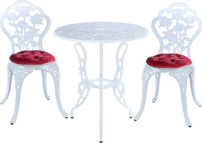 Mandolin 5-Piece Cast Aluminum Patio Bistro Set Outdoor Table Set Waterproof and Sun Resistant Outdoor Furniture Set (Rose White)