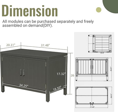Domi Grill Carts Outdoor with Storage, Outdoor Kitchen Series with Whole Aluminum Finish & Countertop & Storage Space & Protective Cover, BBQ Grill Table for Deck Patio, Dark Gray
