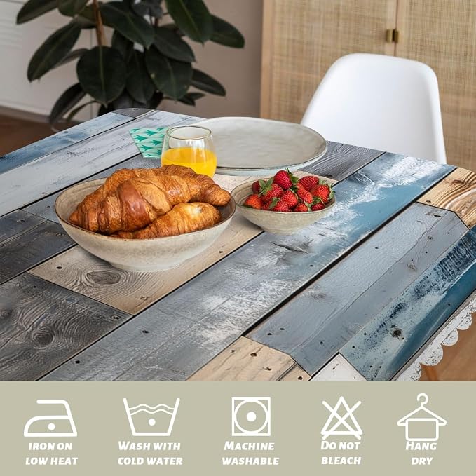Farmhouse Tablecloth Wood Texture Abstract Rectangle Polyester Table Cloths Kitchen Table Cover for Dining BBQ Picnic Coffee Table 52 x 70 Inch 4-6 Seats