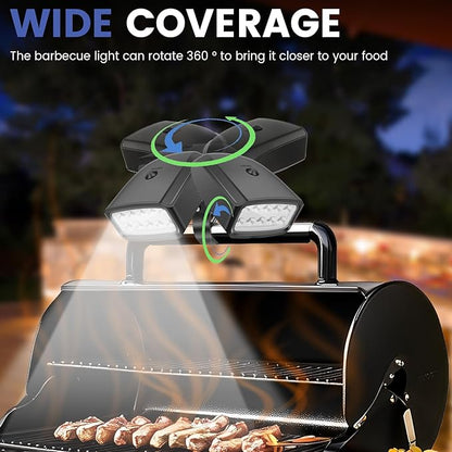 Grill Light with 10 Light Beads, BBQ Lights for Grill, Heat Resistant & Rainproof LED Grill Light for Outdoor Grill Barbecue Picnic, Grill Accessories (Batteries not Included)